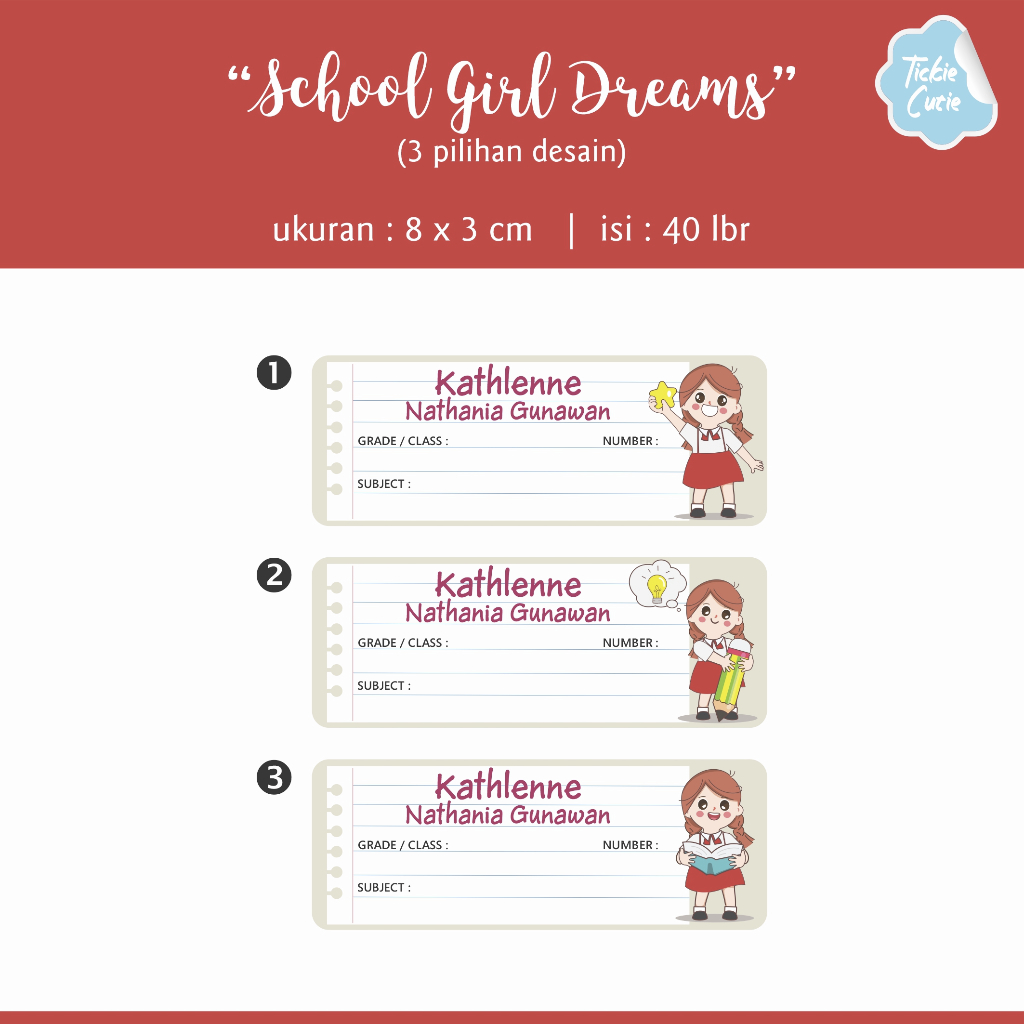 

PO Sticker Label Nama Buku tema : School Girl Dreams (isi 40 lbr)