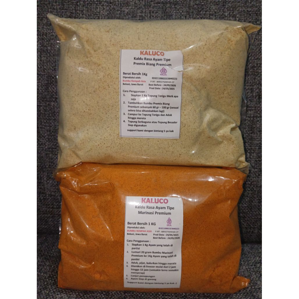 

Paket Premix Bumbu Biang Tepung Serbaguna 1Kg dan Bumbu Marinasi 1Kg Premium HALAL