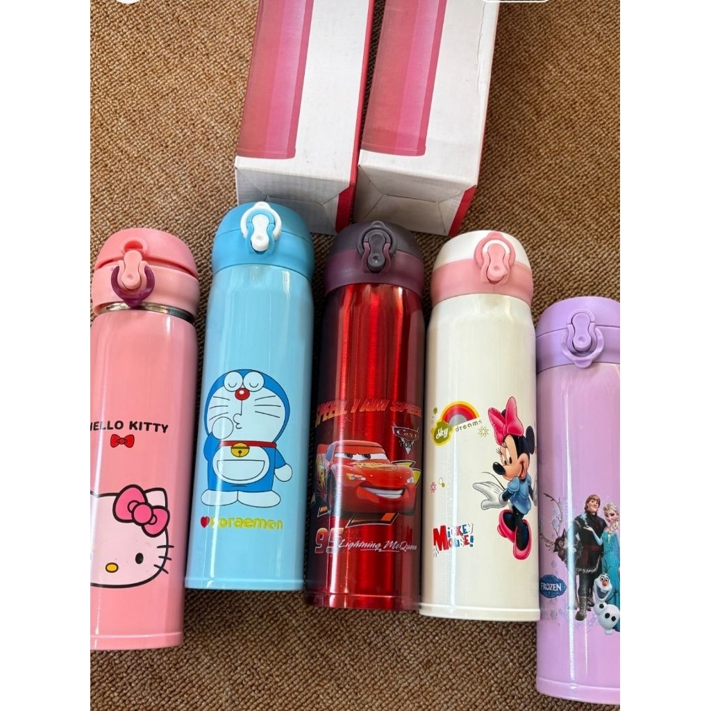 Thermos Vacum Set Karakter Tutup Clip 500 ml, Thermos Air Panas dan Air Dingin