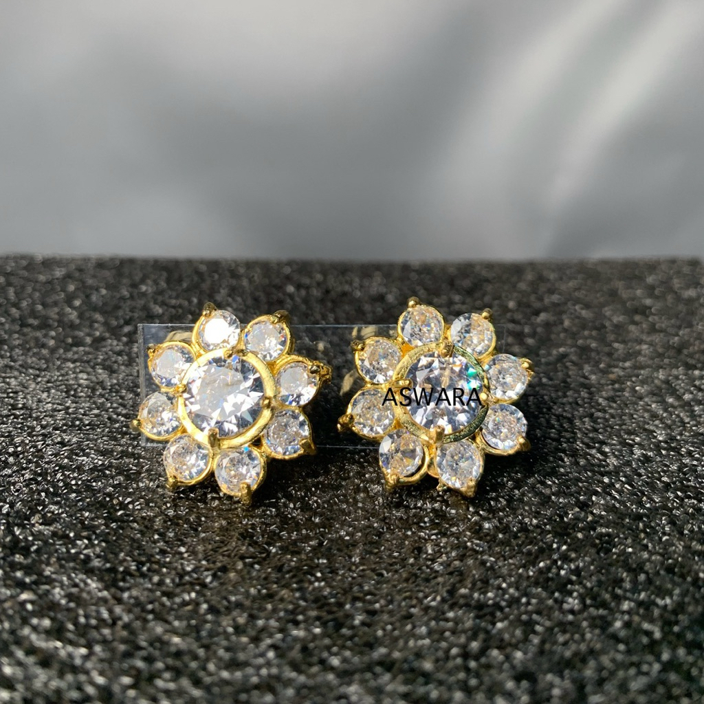 Giwang Batu Tanam / Anting Diamond Giwang bunga/Anting pengantin/Suweng bunga/Anting bunga