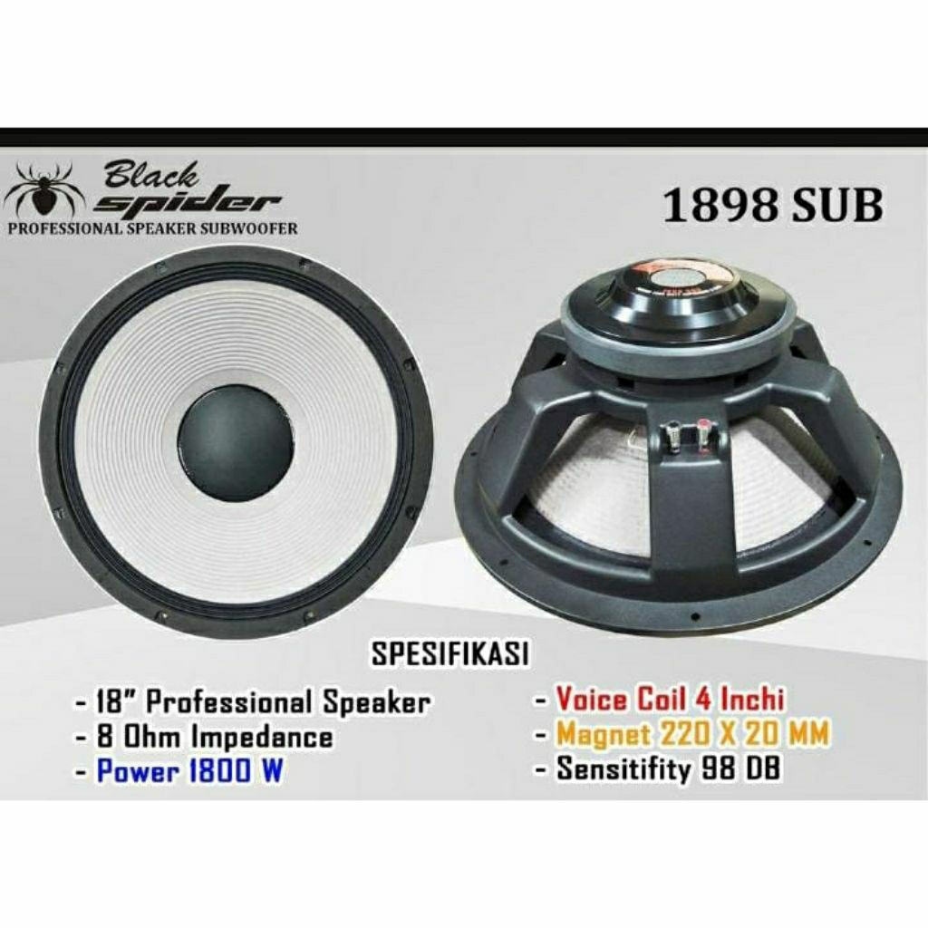 Komponen Speaker Subwoofer Black Spider TYPE BS 1898 MK II SUB