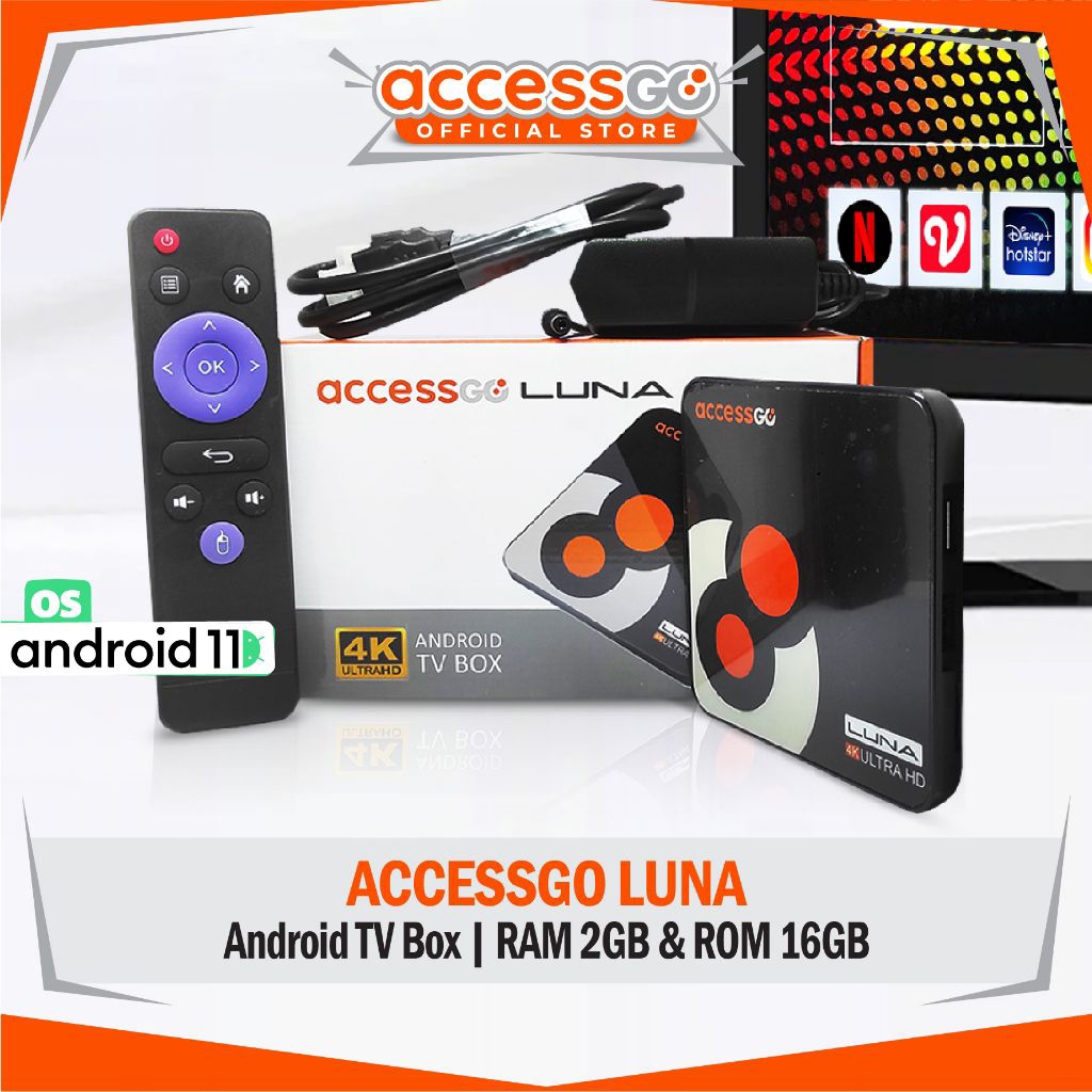 TV BOX ANDROID 4K HD ACCESSGO LUNA 2/16 GB