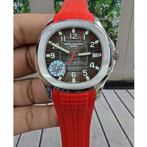 JAM TANGAN PTK PHILLIPE AUTOMATIC ZF FACTORY JAM TANGAN PTK RED DAN GREEN STRAP STELL CASE