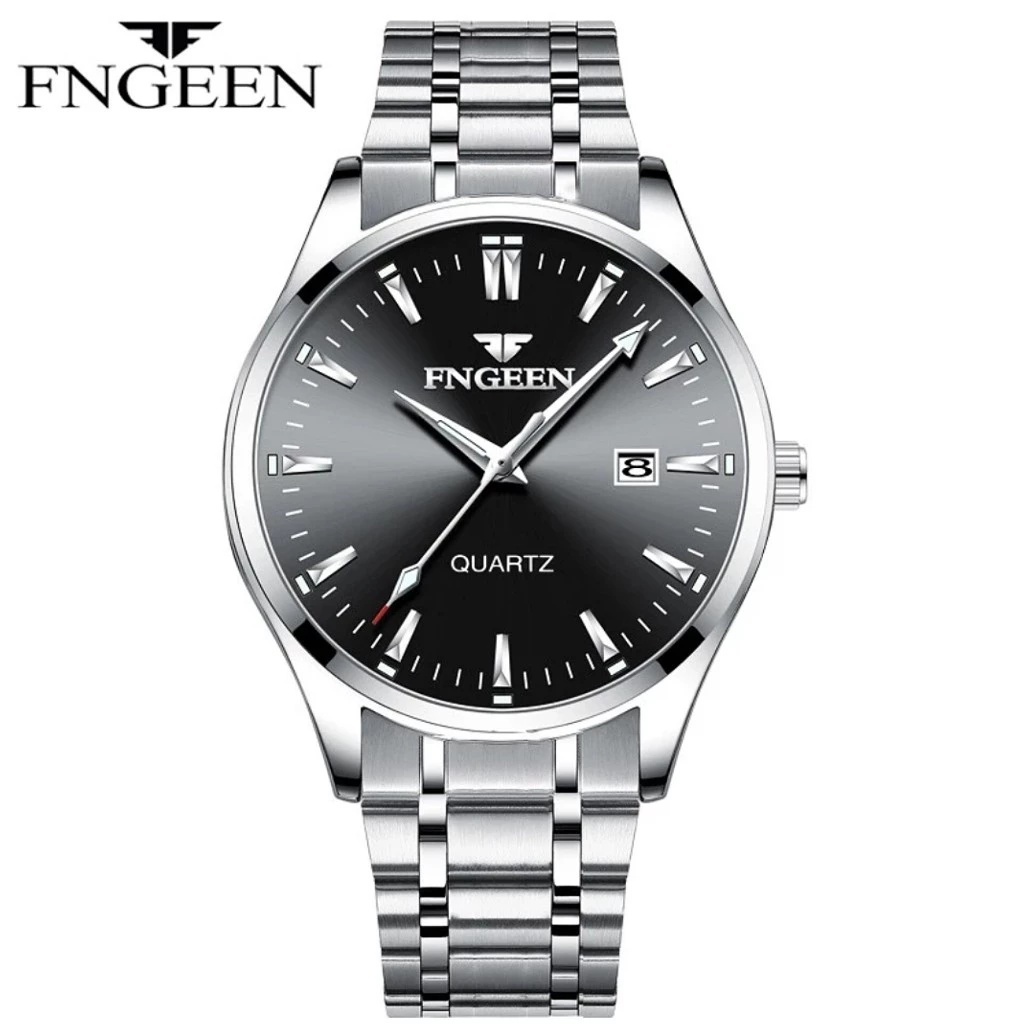 FNGEEN 2111 Jam Tangan Pria Kasual Bisnis Stainless Steel Quartz Original Anti Air Men Watch Terbaru