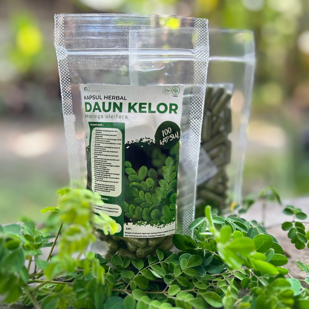Kapsul Herbal DAUN KELOR isi 100 kapsul | Kapsul Sejuta manfaat asli 100% Daun Kelor Alami