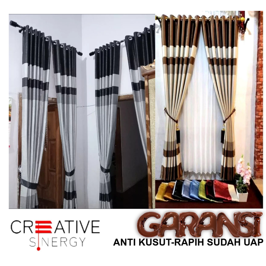 Gorden Jendela Pintu Blackout Import Tebal Premium Mewah Elegan Motif Pelangi Panjang 250Cm