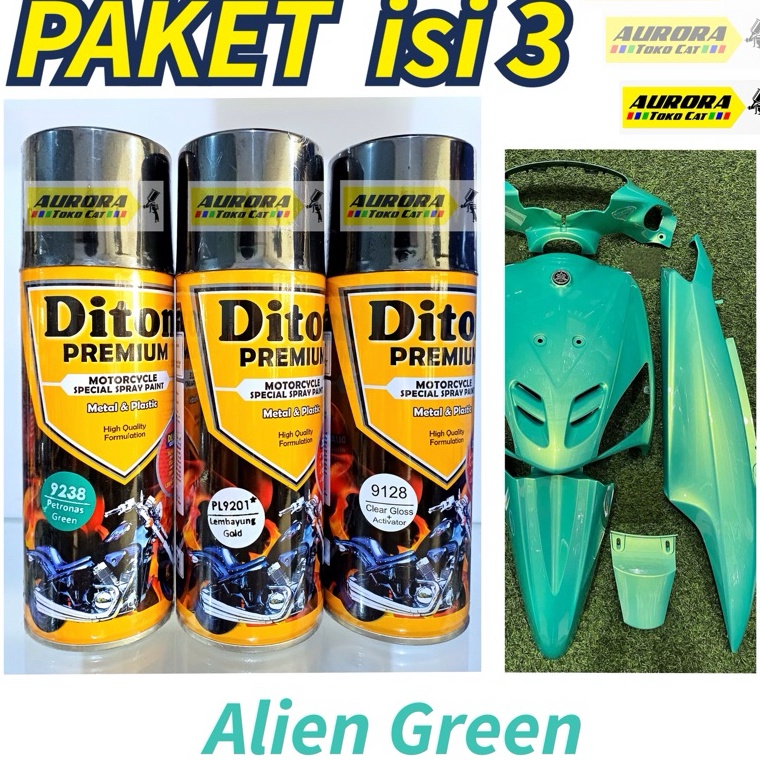 KODE C66J Paket Diton Premium Alien Green isi 3 kaleng 4ml  Cat Hijau Tosca Efek Lembayung Emas  pil
