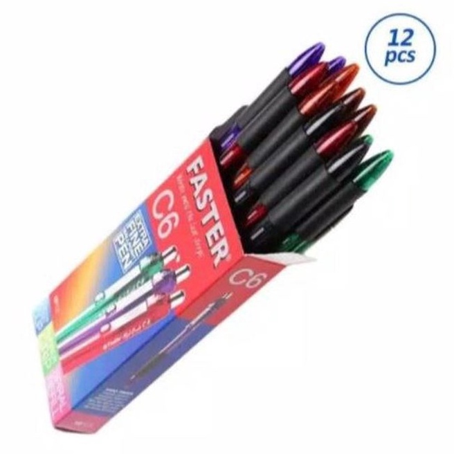 

KODE J46S 12pc Pulpen FASTER C6 Cetek Pen Faster 7mm