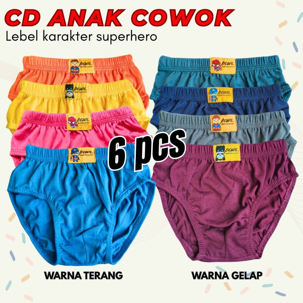 6 pcs CD Anak Laki laki Polos Anak Cowok - clana dalam anak cowo - Celana Dalam Anak Laki Sempak Ana