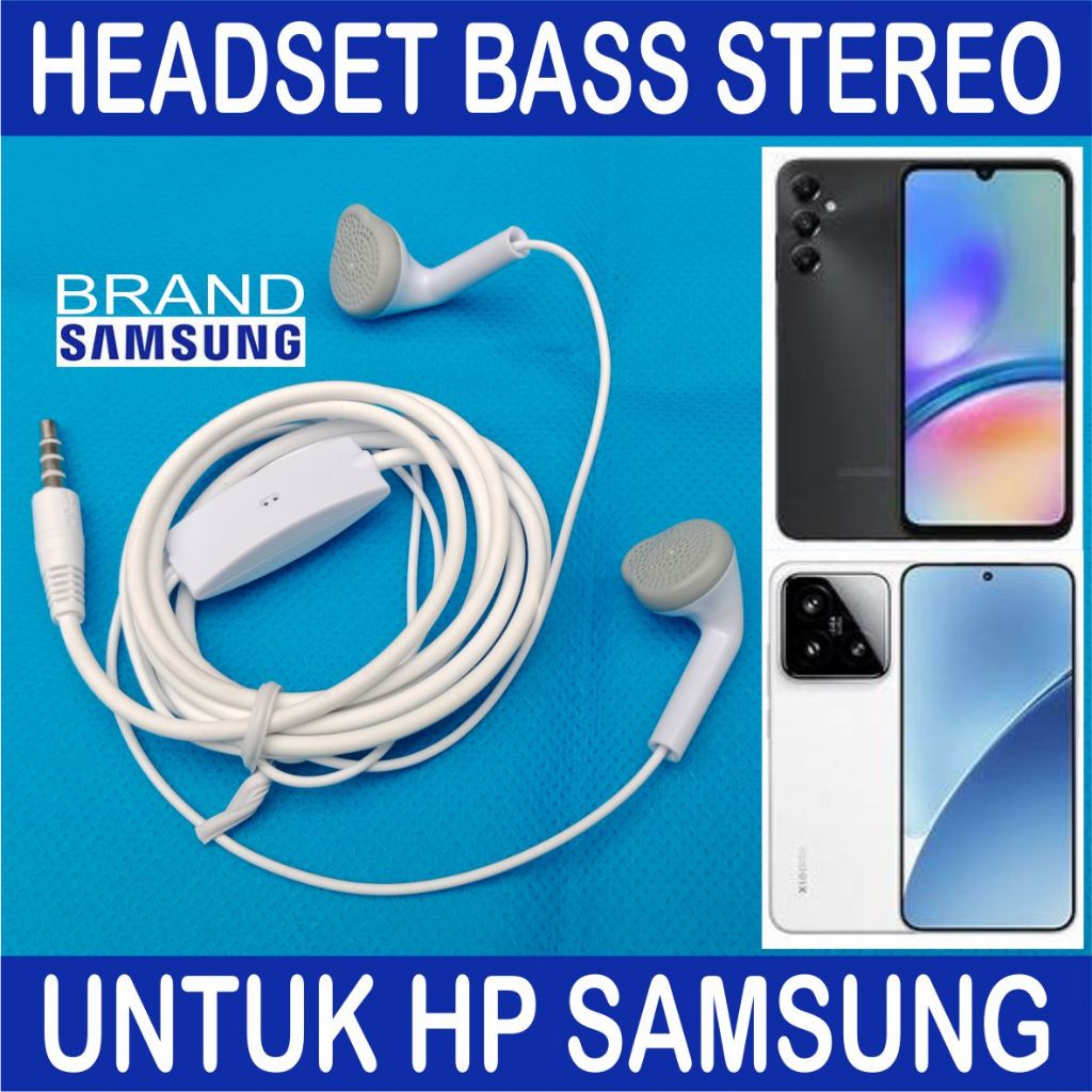Headset Bass Stereo untuk HP Samsung Galaxy A26 A16 A06 A25 A15 A05 A24 A14 A04 A23 A13 A03 A22 A12 