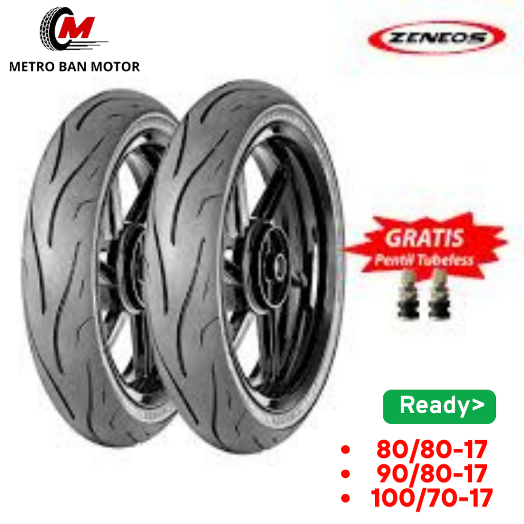 BAN ZENEOS RING 17 80/80 90/80 100/70 ZN62 SATUAN/SEPASANG BAN TUBELES MOTOR BEBEK