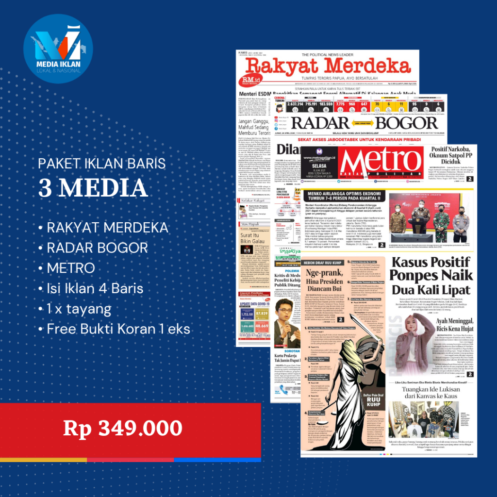 IKLAN KORAN KEHILANGAN BPKB STNK AJB SHM PAKET 3 MEDIA (1 Lokal Bogor)