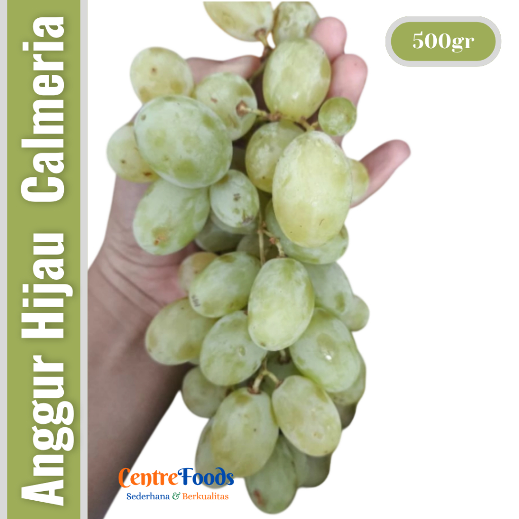 

Buah Anggur Hijau Manis Fresh - Anggur Hijau Australia CALMERIA | 500gr [ Harga Per 0,5 Kg ]