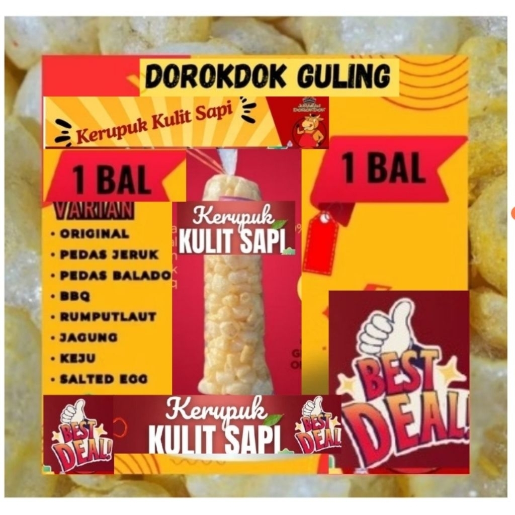 

KERUPUK KULIT SAPI 200Gr - 1 BAL KRUPUK DOROKDOK RAMBAK KULIT SAPI ENAK GURIH MURAH