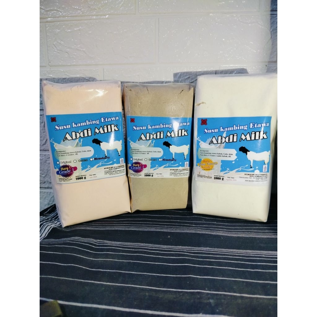 

Susu kambing bubuk Etawa Grade 1《original , stowberry , coklat , vanilla 》