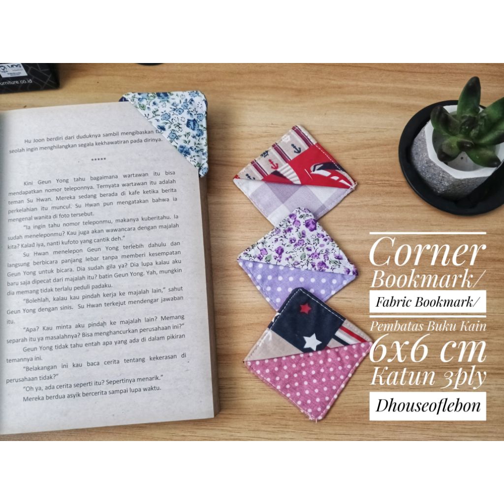 

CORNER FABRIC BOOKMARK - PEMBATAS BUKU KAIN
