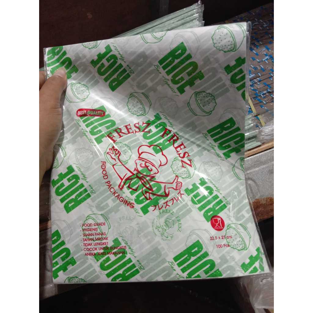 Kertas Nasi Motif Printing Rice warna hijau Kertas KFC