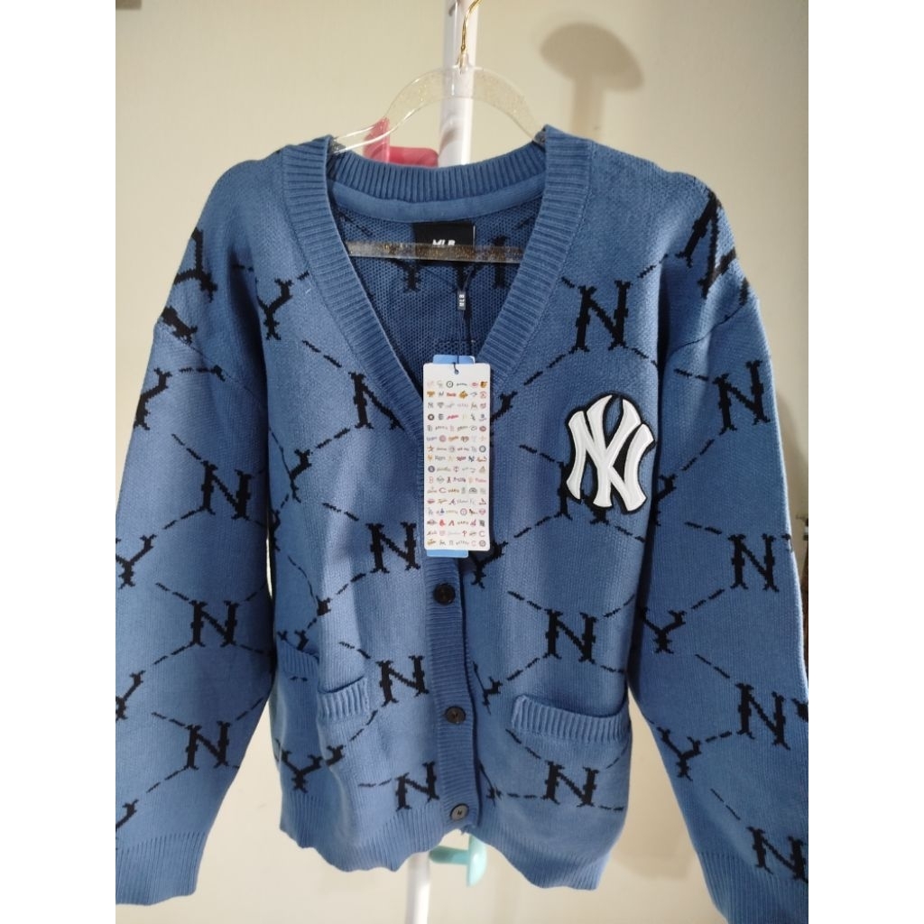 Sweater  / Cardigan Rajut ML8 New York Yankees Ori Blue Grey