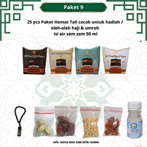 

paketan hemat tasbih+pistasio tali 25 pcs untuk oleh oleh haji dan umroh (isi air zamzam 50 ml)
