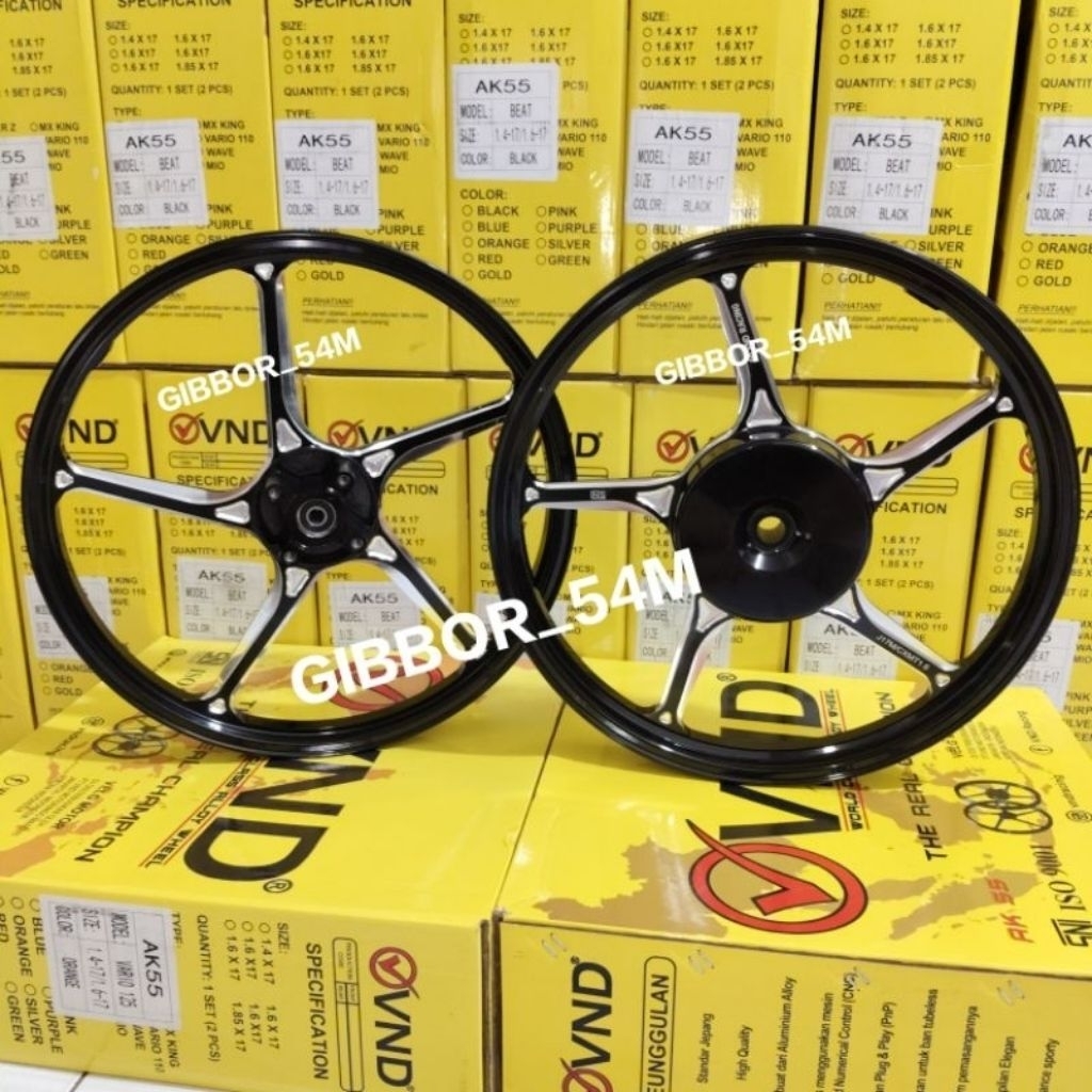 Velg VND AK55 Ring17 Beat/Genio/Vario 110/Scoopy/Spacy Ukuran Depan 1.40-17/Belakang 1.60-17 Quality