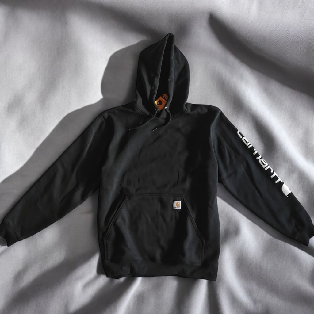 Carhartt K288 Loose Fit Midweight Logo Sleeve Graphic Hoodie - Black Preloved