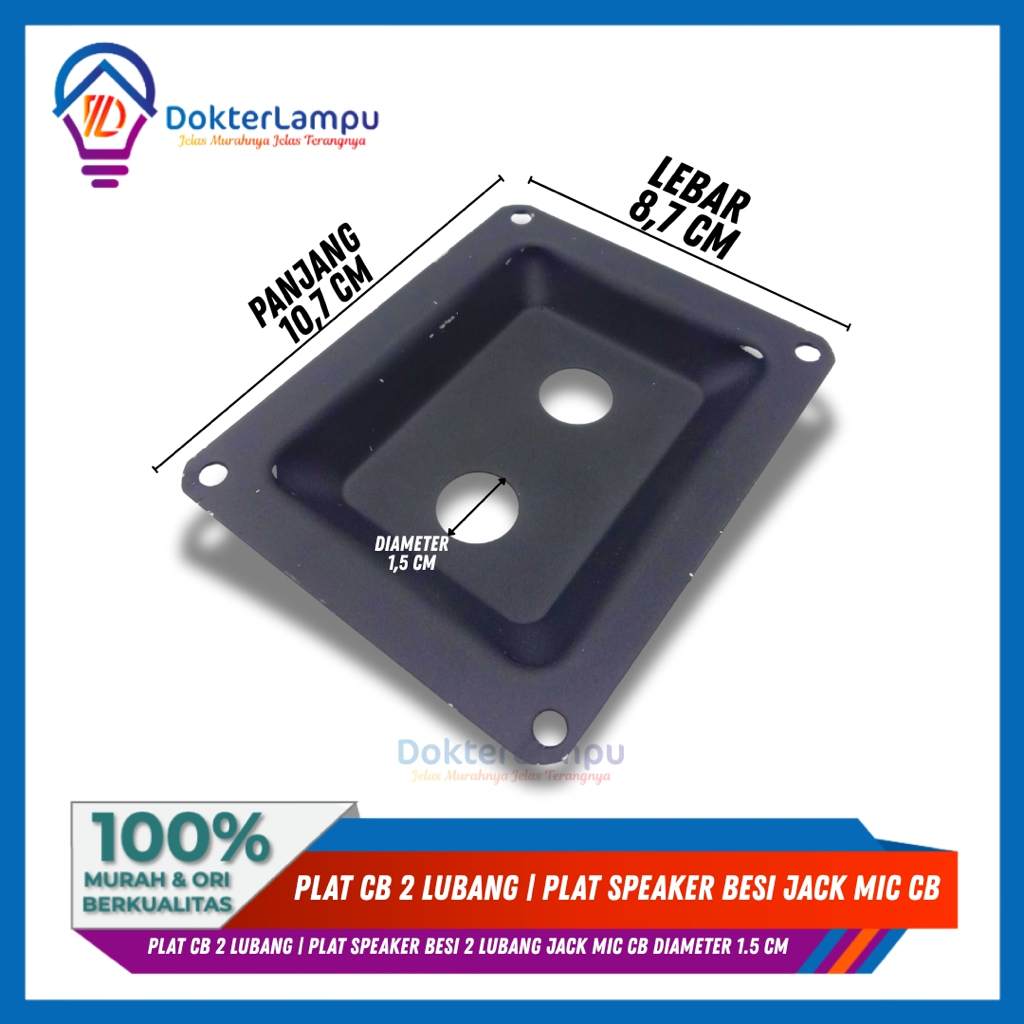 Plat CB 2 Lubang | Plat Speaker Besi 2 Lubang Jack Mic CB Diameter 1.5 cm