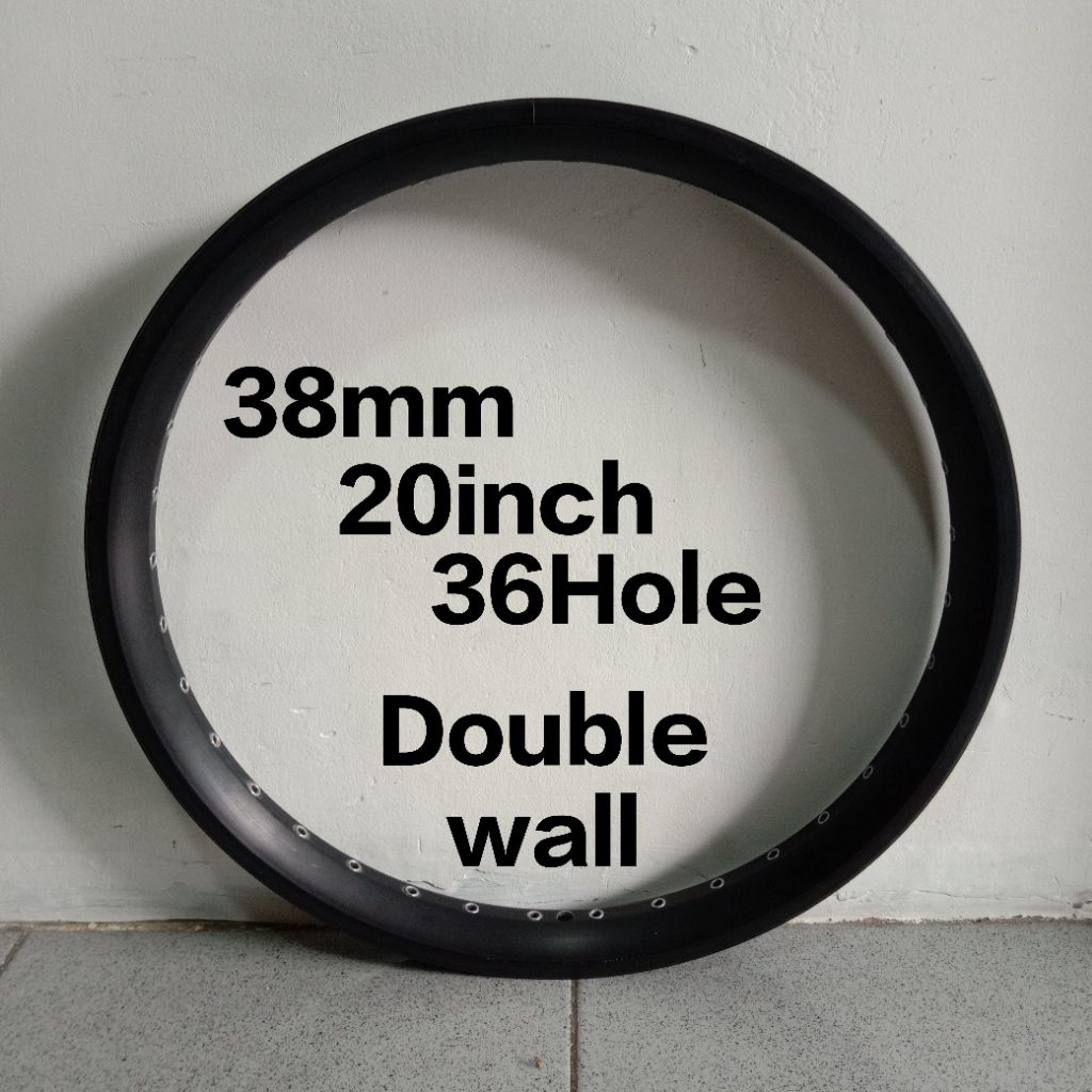 Rims velg sepeda bmx 20 inch lebar alloy double wall hitam freestyle