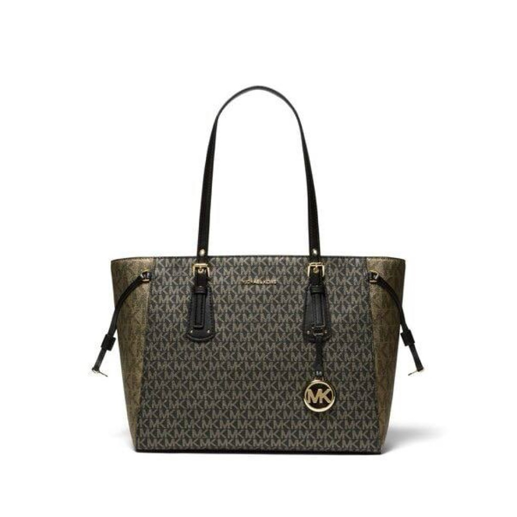 Michael Kors Voyager Medium Metallic Logo Tote