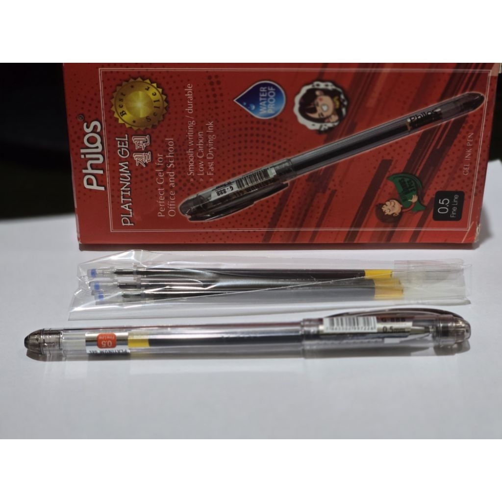 

PULPEN GEL PHILOS PLATINUM PER BOX ISI 12PCS FREE 3 PCS