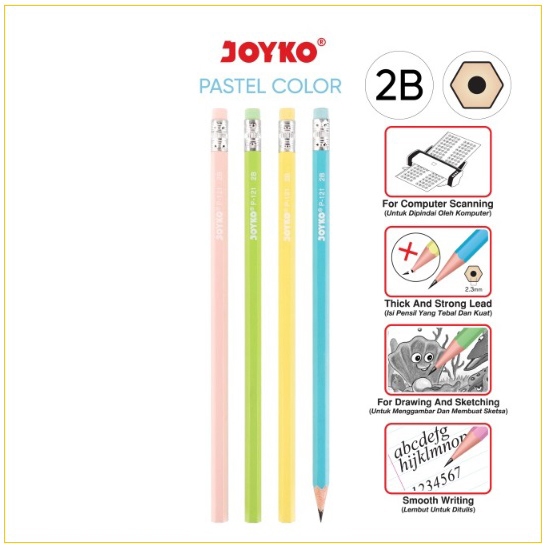 

JOYKO Pensil 2B P-121 Pastel Color (1 pcs)