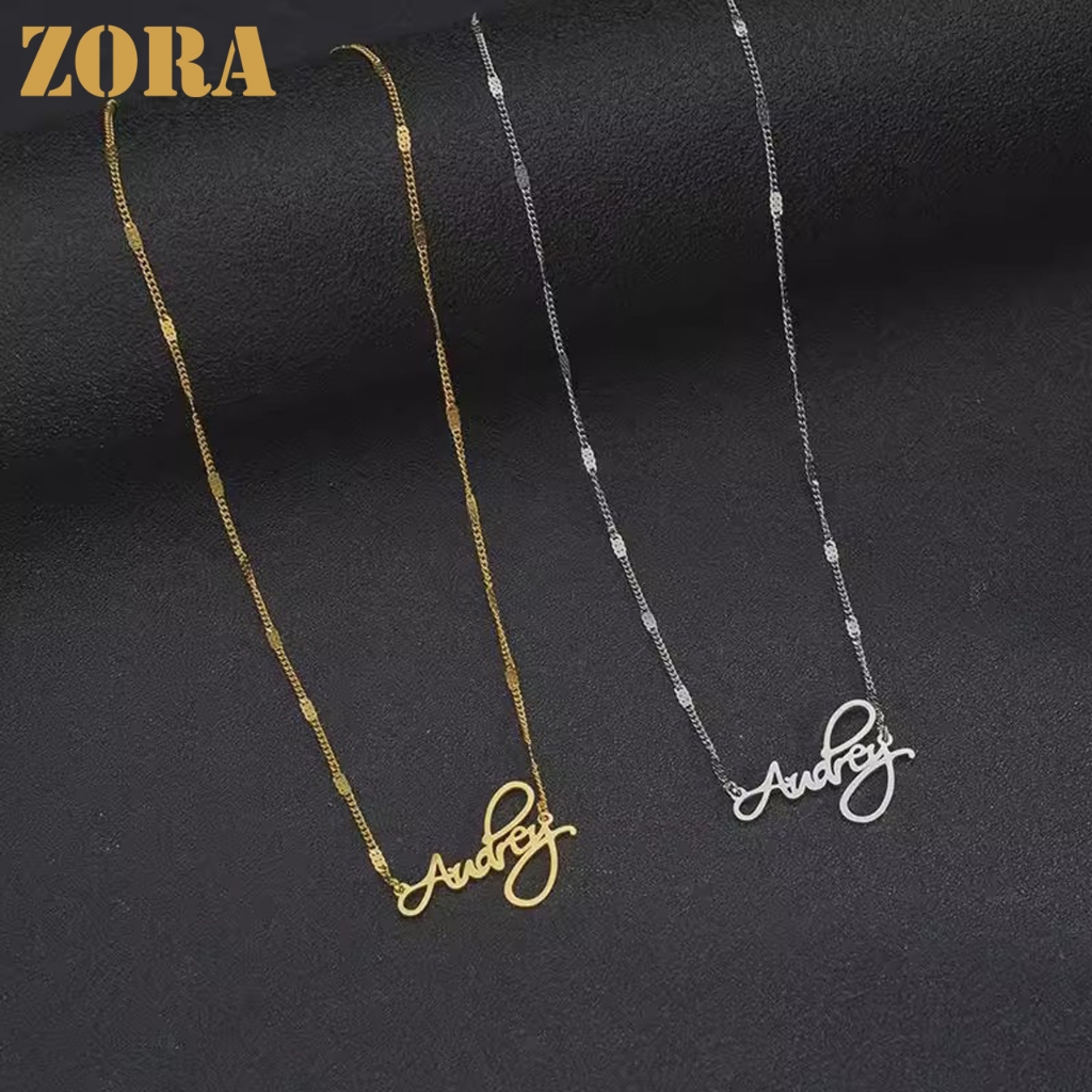 ZORA Aksesoris Fashion Jewelry Kalung Huruf Wanita Bekarat Kalung Titanium Anti Karat Lapis Emas X03