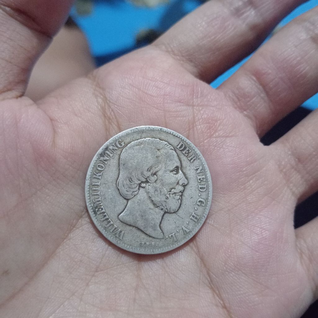 koin Willem III 1 gulden tahun 1866