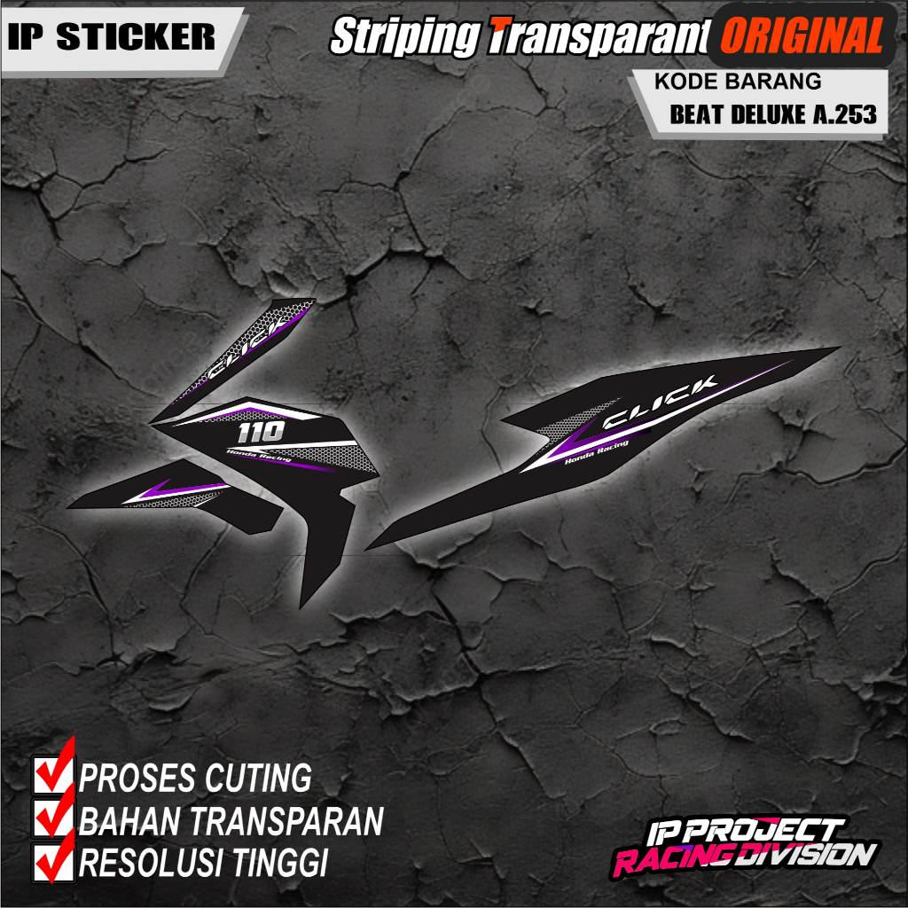 (COD) STIKER STRIPING ORIGINAL MOTOR HONDA BEAT DELUXE 2021-2023  HOLOGRAM DAN TRANSPARAN KODE A.253