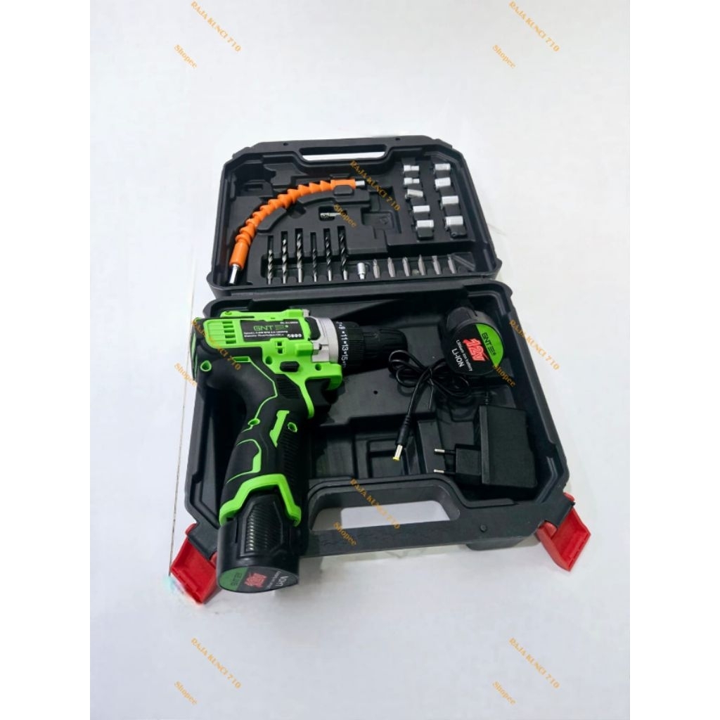 Mesin Bor Baterai Bor Listrik 12 V GNT / Mata Bor Cas 2 Baterai 12V GNT / Mesin Bor Charge 12V