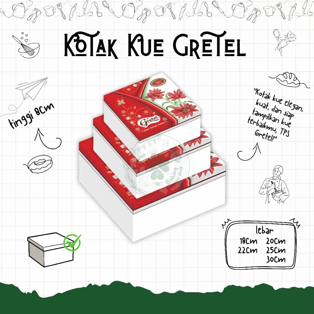 

Kemasan Kue TPS Gretel Kotak Kue – Tersedia Ukuran 18, 20, 22, 25, 30 (PCS)