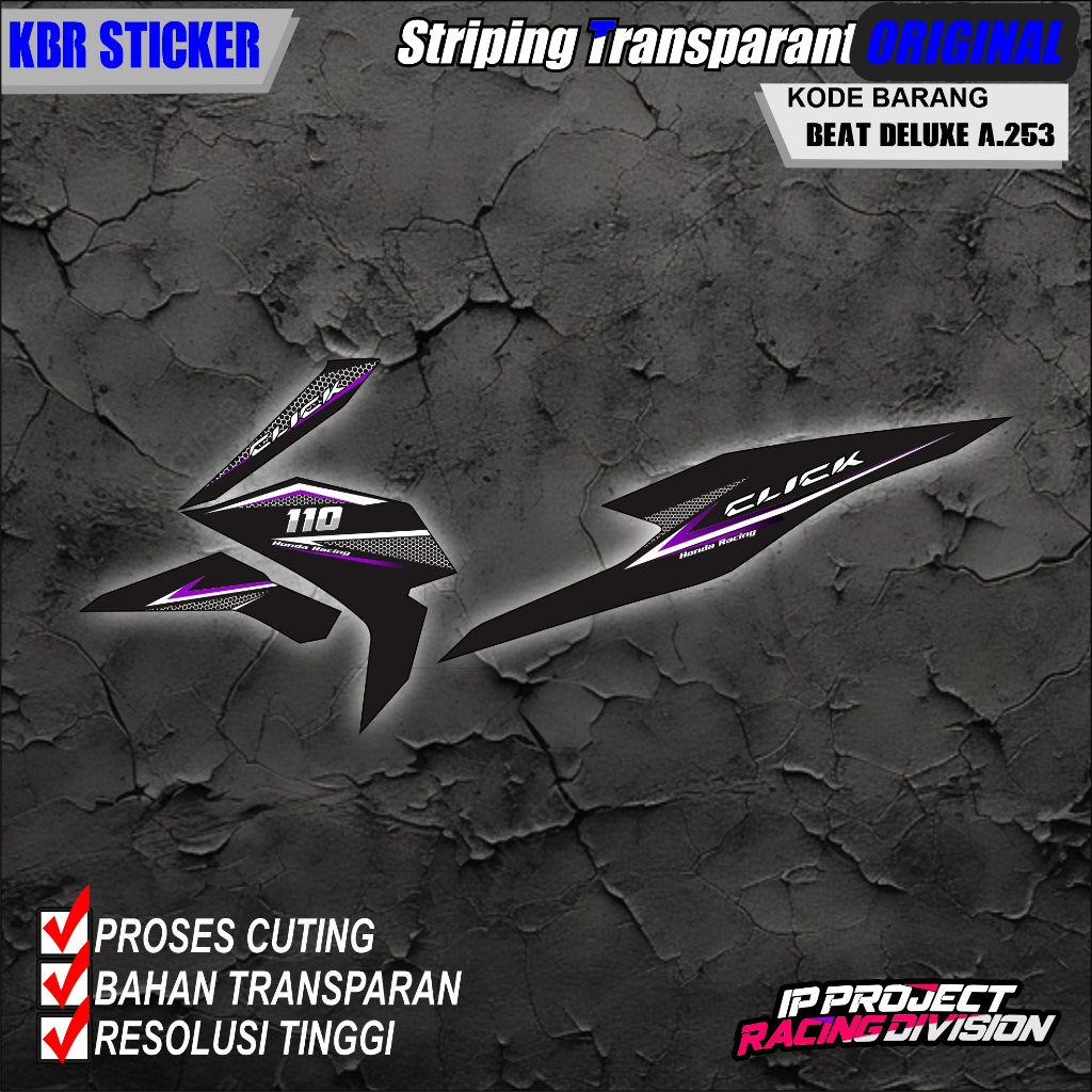 (COD) STIKER STRIPING ORIGINAL MOTOR HONDA BEAT DELUXE 2021-2023  HOLOGRAM DAN TRANSPARAN KODE A.253