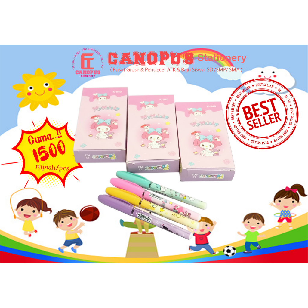 

Pulpen Gel pen 0,5 mm Motif KUROMI Tinta Hitam