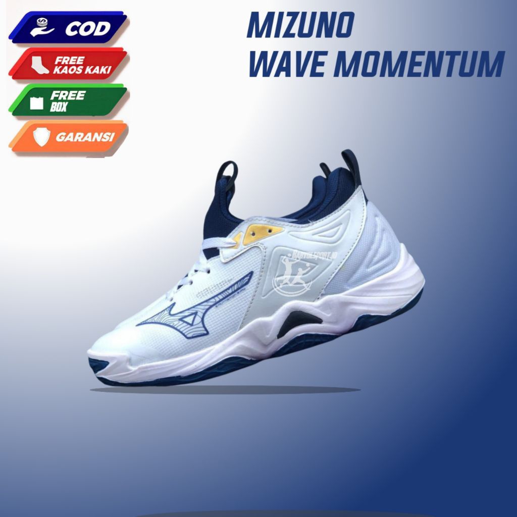 SEPATU VOLI PRIA DAN WANITA TERBARU MIZUNO WAVE MOMENTUM TIPE LOW OUTSOLE EMPUK RINGAN DAN ELEGAN FR