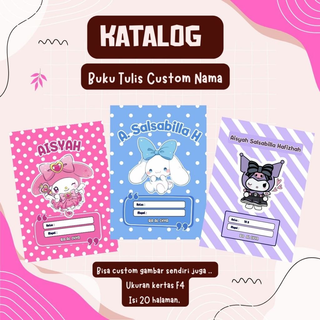 

BUKU TULIS CUSTOM NAMA SERIES SANRIO