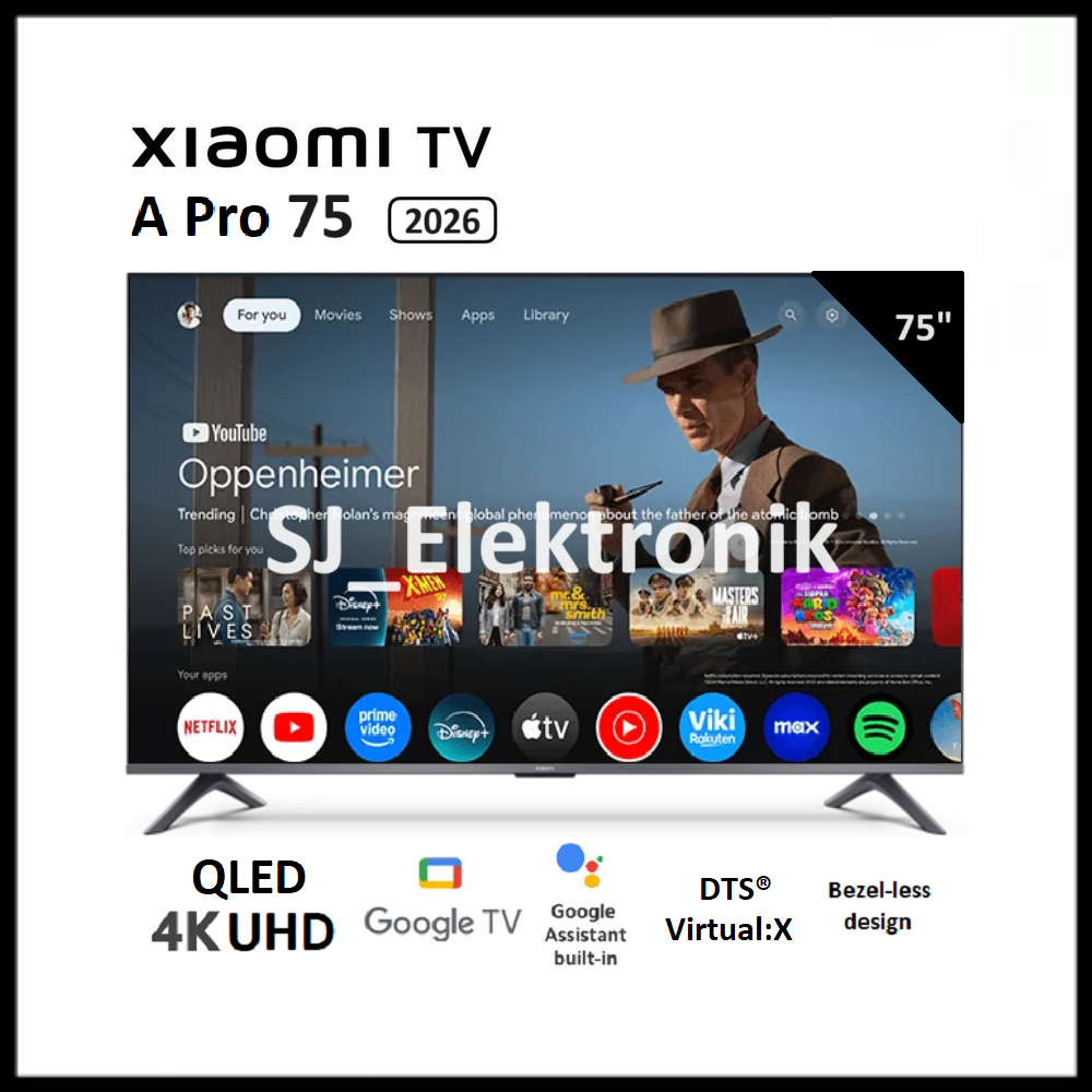 Xiaomi 75 A Pro 2026 Smart QLED UHD 4K HDR10+ 75 Inch Google TV Dolby Audio