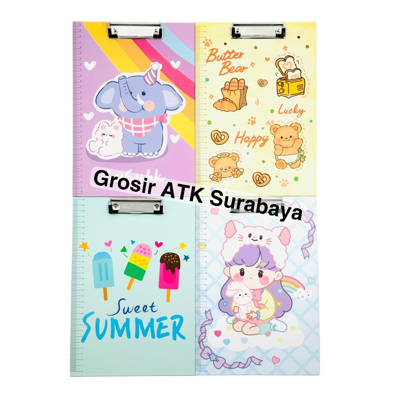 

( DAPAT 1 PCS ) CLIPBOARD FANCY LUCU / Papan Jalan / Papan LJK Ujian Motif Karakter Fancy Anak Lucu