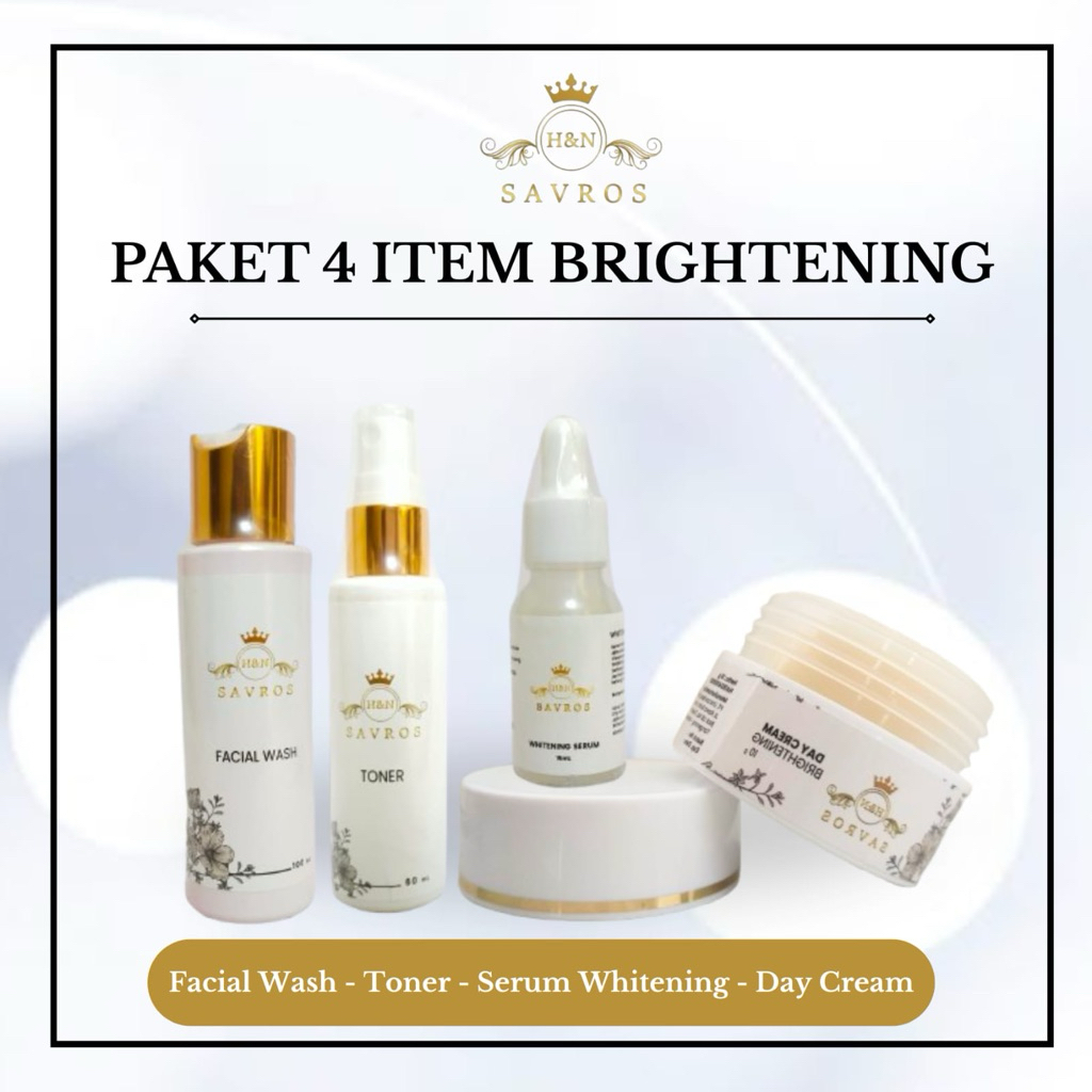 Savros- paket TANPA Night cream isi4 (fc,toner,dc,serum)