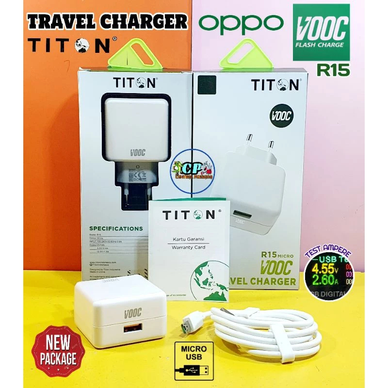 TC Kepala Charger Oppo R15 Vooc Original Titon Micro USB