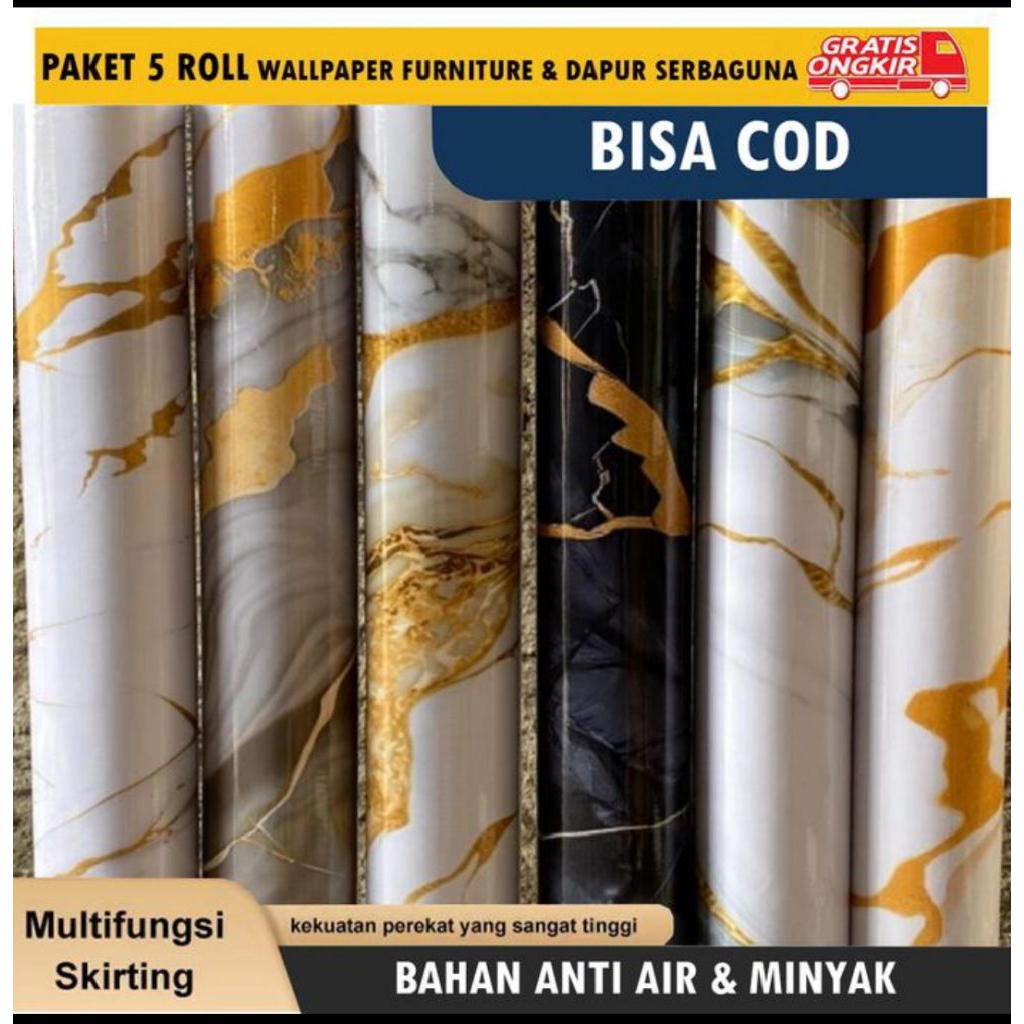 Stiker Lantai Granit Putih Marmer Glossy Dan Wallpaper Dinding