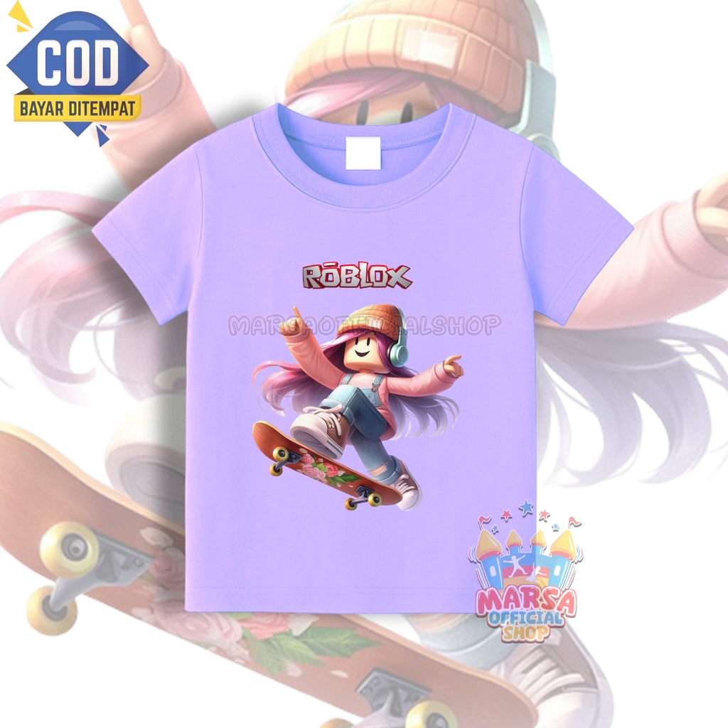 Kaos anak roblox cewe skateboard meluncur / Kaos baju anak roblox skateboard free nama / Tshirt anak