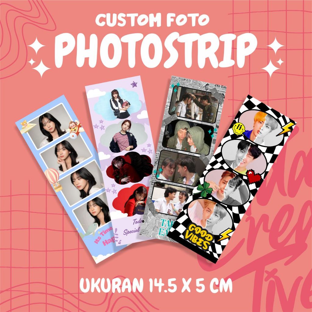 

Custom Foto Photostrip UKuran 14.5 x 5 cm | cetak foto selfie photobooth aesthetic