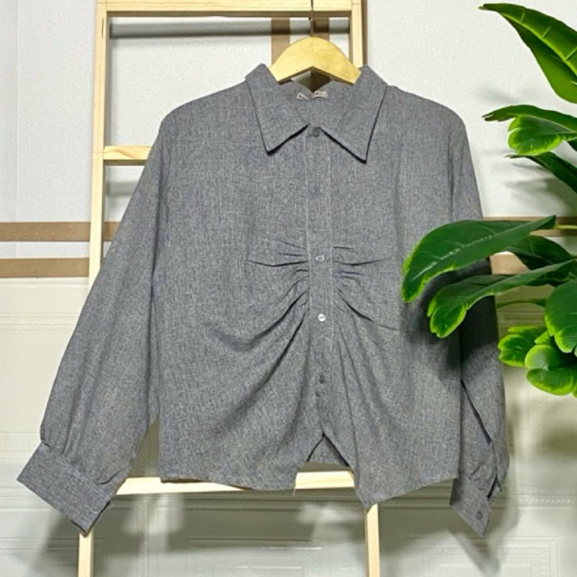 kemeja kerut kekinian kemeja lengan panjang ilona blus kemeja formal kemeja santai