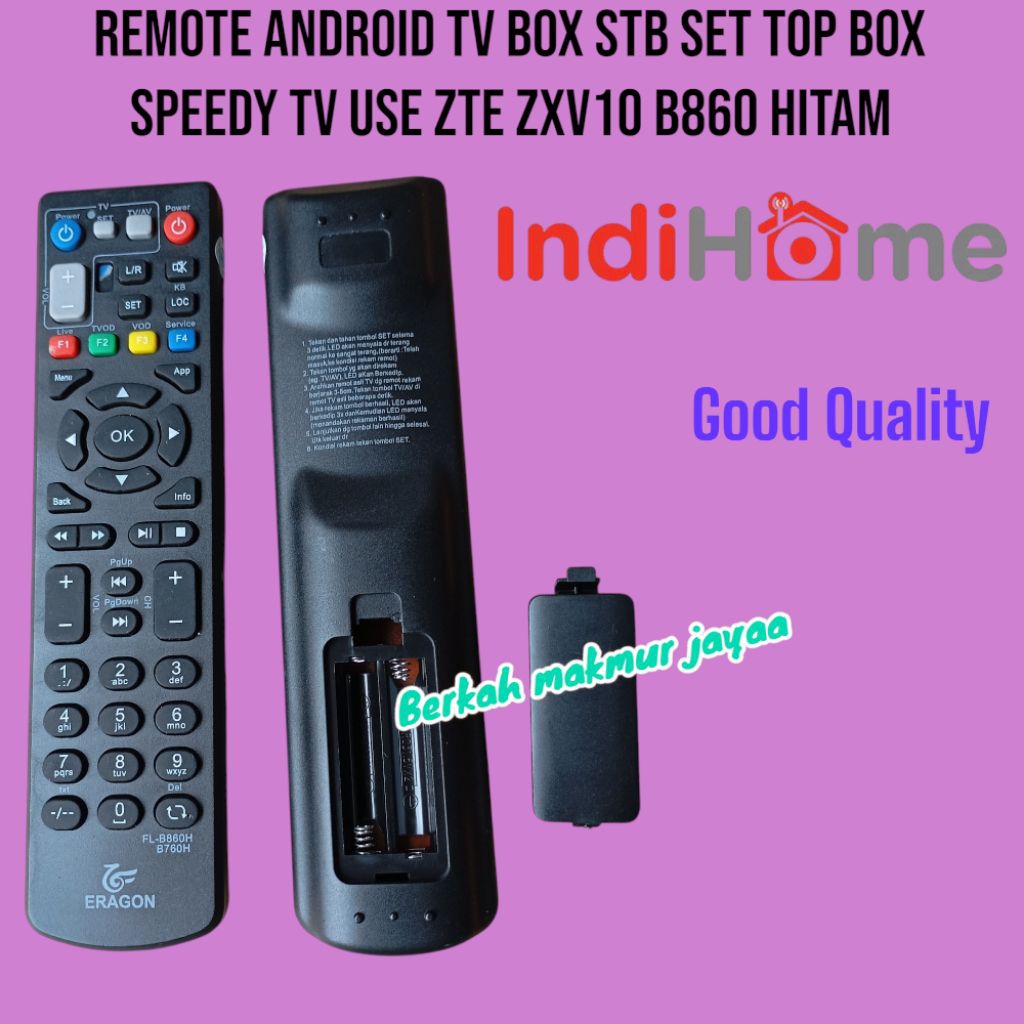 Remot indihome / Remote Android TV BOX Stb Set Top Box Speedy TV Use ZTE ZXV10 B860 HITAM KUALITAS B