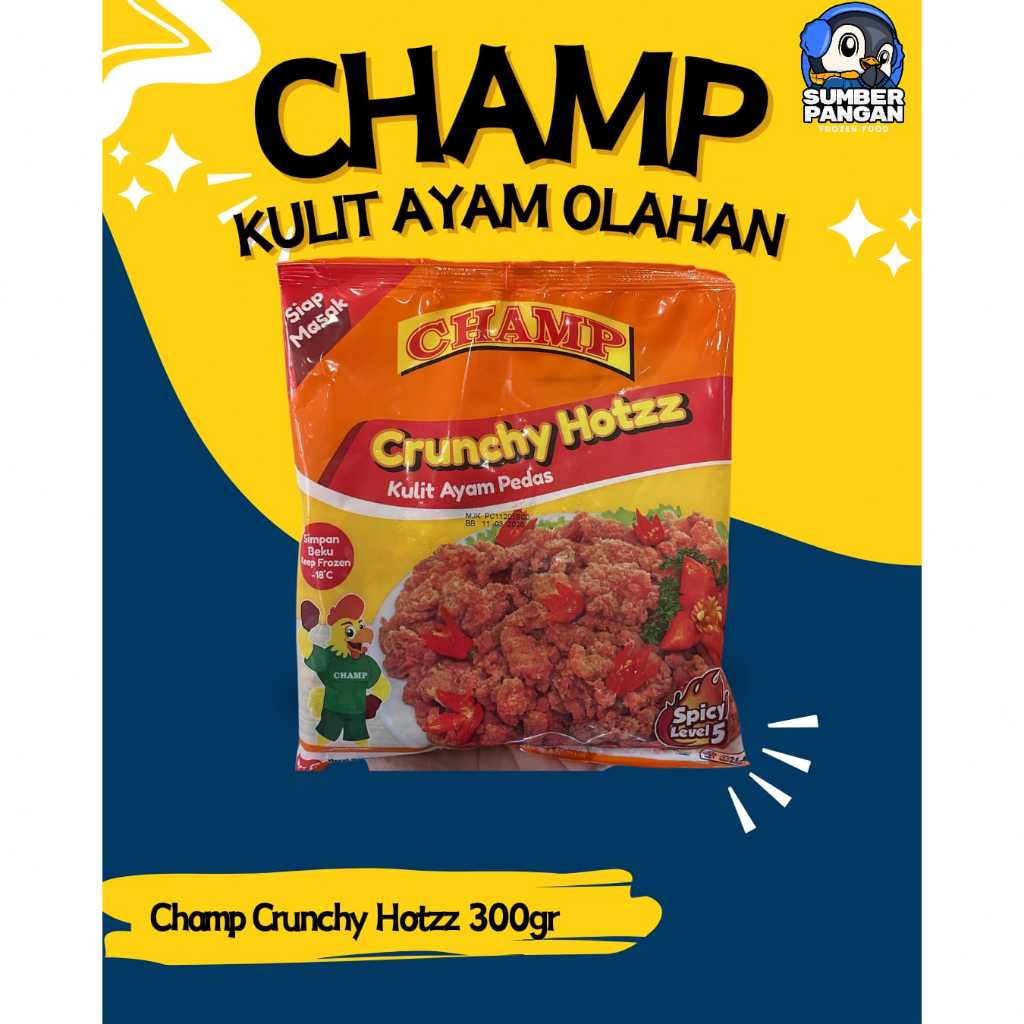 

Champ Crunchy Hotzz Kulit Ayam Pedas 300gr