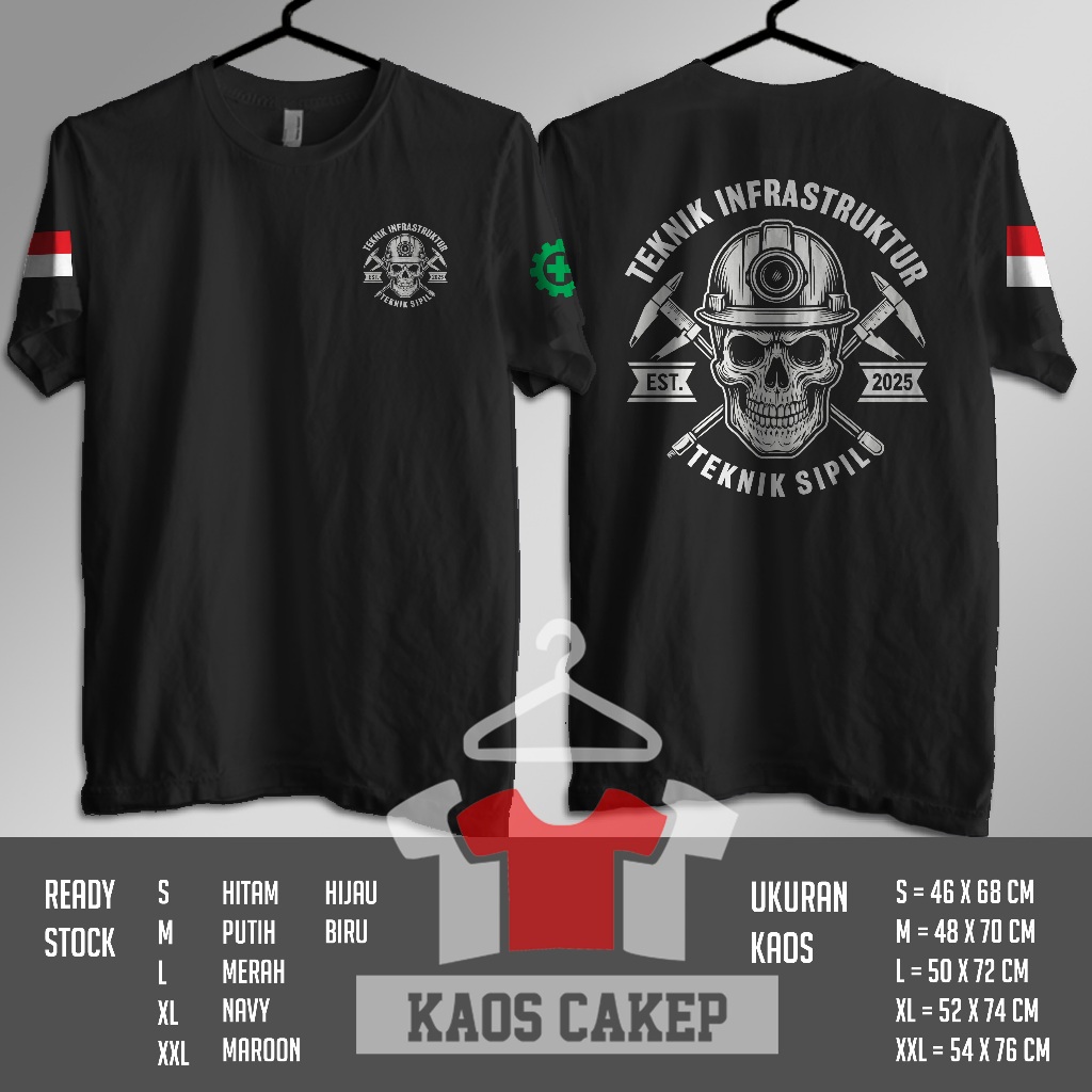 Kaos Pilar Teknik Sipil Teknik Infrastruktur Skull est 2025 Baju Distro